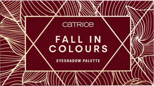 Catrice fall eyeshadow palette with a red cover and white leaf outline design.