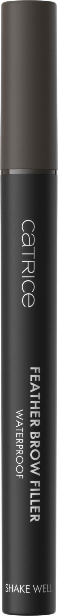 Czarny cienki kredka do brwi z nakładką, oznaczona Feather Brow Filler Waterproof, przez Catrice.