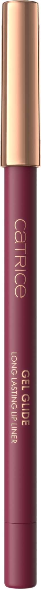Een lipglosspen met roze body en gouden dop, gemarkeerd 'catrix' en 'GEL GLOSS'.