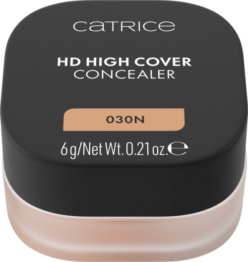 Catrice HD high cover concealer behållare med beige lock och svart etikett som visar nyans 030N.