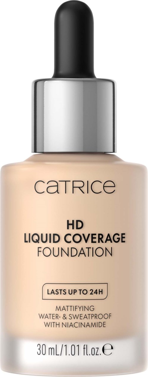 Catrice HD Liquid Coverage Foundation -pullo, pisara, beige nestehdy, mattapintainen, 30 ml.