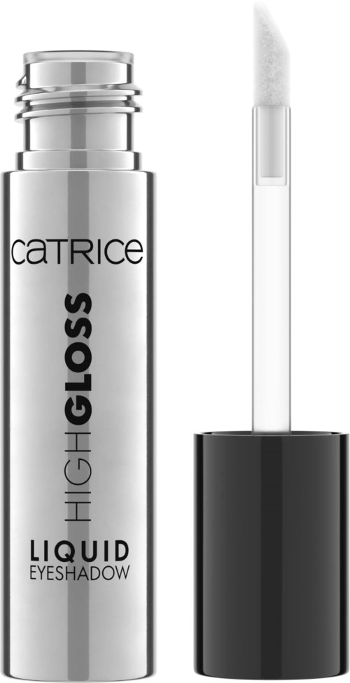 Srebrna butelka Catrice Liquid Eyeshadow z aplikatorem obok.