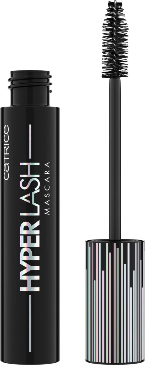 Ein schwarzer Wimperntusche-Tube mit der Aufschrift 'HYPERBLACK' und einer offenen Bürste.