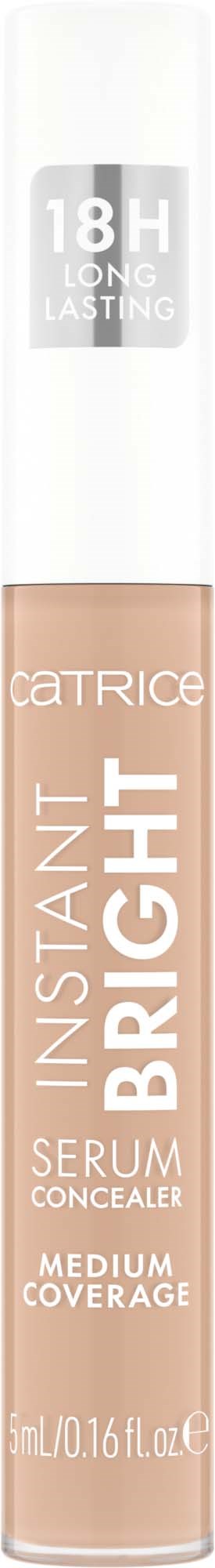 En beige flytende concealedåse med hvit hett og merking som sier "18 H Long Lasting" og "Instant Bright".