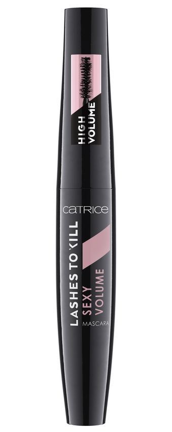 Mascaratube i sort og pink, mærket "Lashes to Kill Sexy Volume," fokuserer på højt volumen og lange vipper.