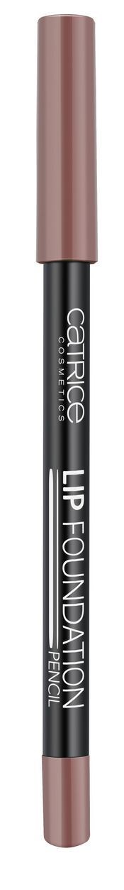 Een dubbelzijdige lippotlood met een roze dop en een zwart lichaam, gelabeld 'LIP FOUNDATION'.