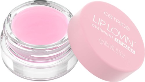 Rosa läppbalsam i ett litet glaslockat behållare. Locket är rosa med vit text om märket och produkten.