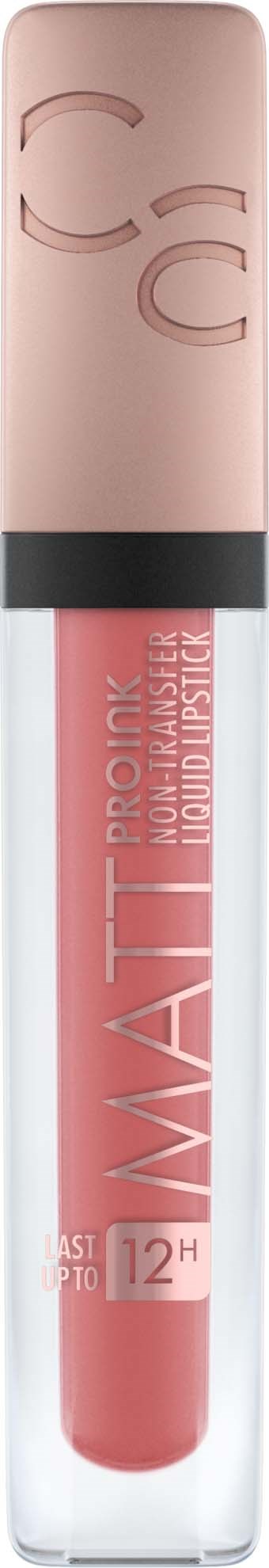 Läppglansrör i rosa färg med svart lock, märkt "MATTE" och SPF 12.