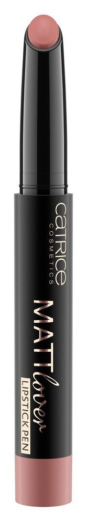 En svart och rosa läppstiftspenna med varumärkesnamnet 'Catrice' och etiketten 'Matt Touch Lipstick Pen.'