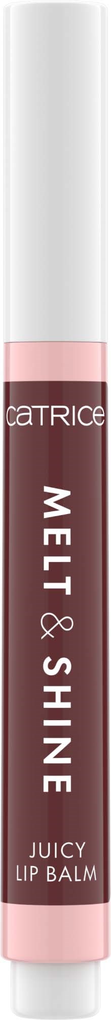 Lippenbalsem in een witte tube met roze label, genaamd CATRICE Mel & Shine Juicy Lip Balm.