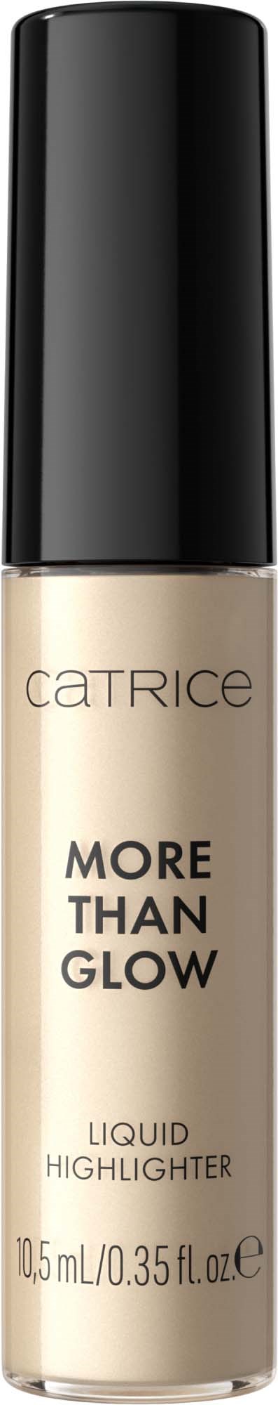 Beige flüssiger Highlighter in kleiner Tube mit schwarzem Deckel, beschriftet "More Than Glow."