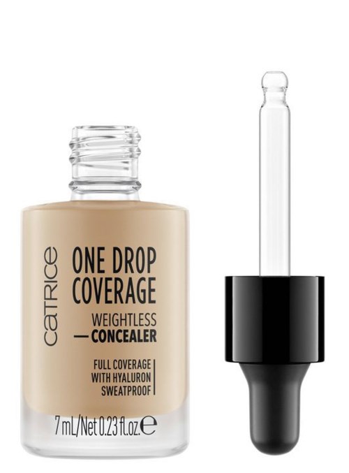 Eine Flasche Catrice leichter Concealer mit Pipette daneben.