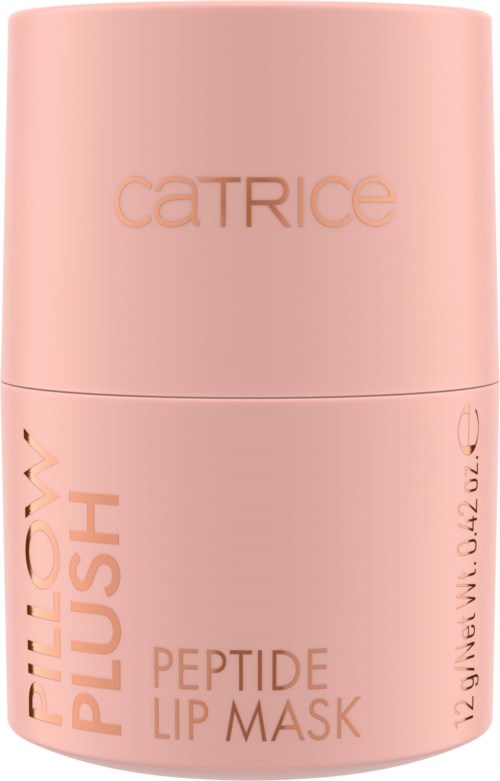 Rosa behållare med 'CATRICE'-märke, 'FILL UP PLUS' och 'PEPTIDE LIP MASK' på den, för hudvård.
