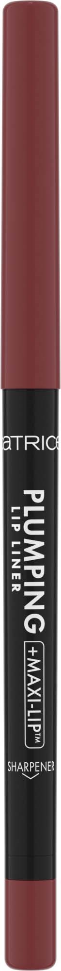 Een zwarte en rode make-up potlood met de woorden "PLUMPING MAXIMUM" erop.