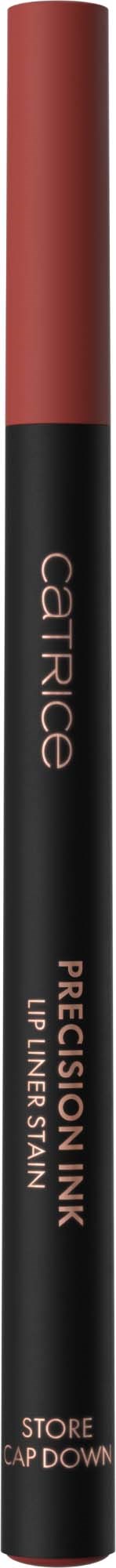 A black lip liner pencil with a red cap and gold text, labeled Precision Lip Liner by Cartridge.