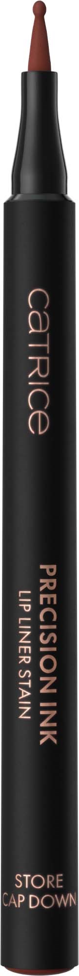 Black eyeliner pencil with pink and white text and a brown tip for precise application.