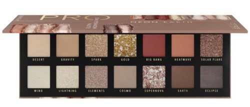 Makeup palette with 12 different eyeshadow shades ranging from light to dark colors.