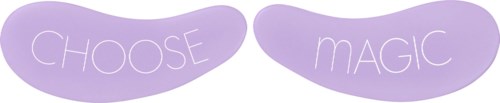 Rosa glasögon med orden "CHOOSE" och "MAGIC" inuti. De ser lekfulla och roliga ut.