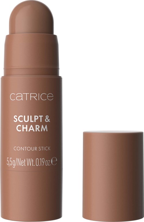 En bruns contour-stift med en rund topp och ett separat lock bredvid.