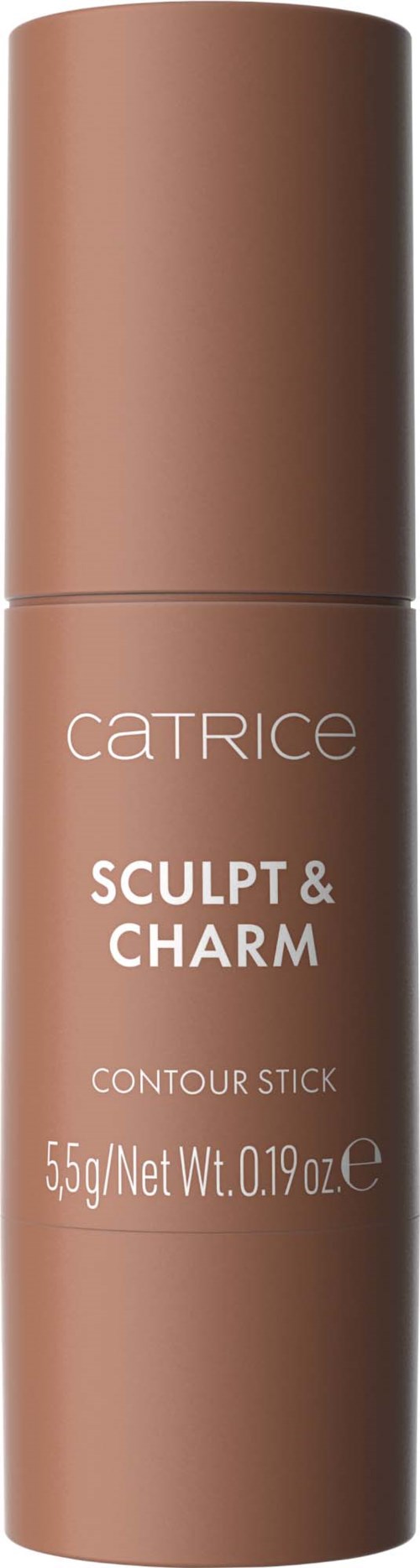 En brun cylinderformad konturstift märkt "Catrice Sculpt & Charm" med produktvikt.