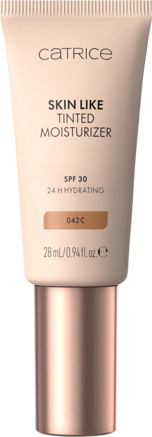 En tub med tonad fuktighetskräm med SPF 30, avsedd att återfukta huden, märkt 'Skin Like'.