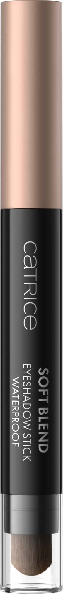 Makeup-Swatch des weichen beigen Gels-Eyeliners in einem transparenten Röhrchen mit schwarzem Label und pinkem Deckel.