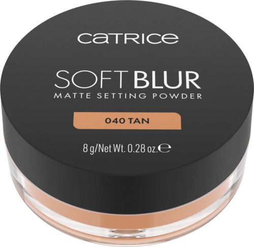 Catrice Soft Blur matte setting powder in tan shade, 8 grams, compact container.