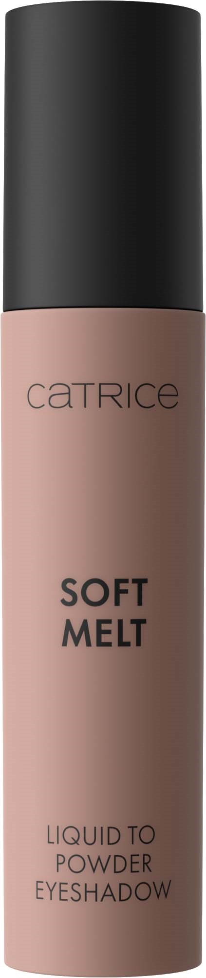 Catrice Soft Melt płynna do pudru cienie do powiek w beżowej tubce z czarną nakrętką.