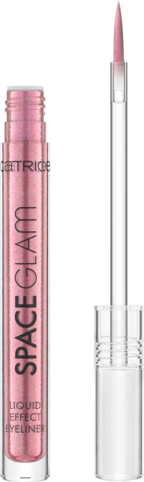 Rosa Lippenstift mit Applikatorstift, beschriftet 'Space Glam'.