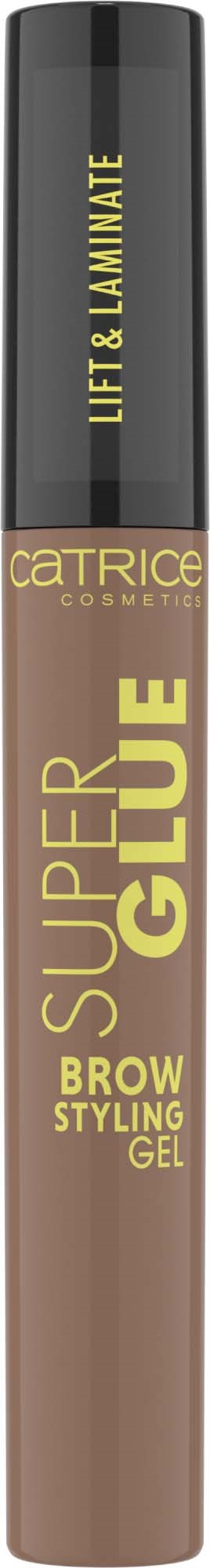 Eine Tube von Catrice mit braunem und schwarzem Design und gelbem Text.