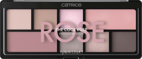 Catrice øjenskyggepalette med rosa, beige og glimmer nuancer, mærket The Cool Rose.