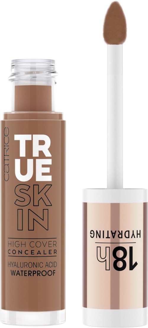 A tube of concealer with a wand applicator, labeled as waterproof and containing hyaluronic acid.