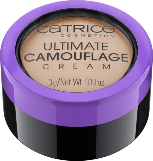 Ronde paarse en zwarte container met Catrice Ultimate Camouflage Cream make-up.