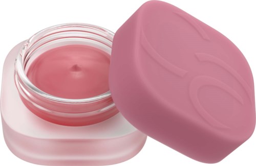 Dekseltje is verwijderd, roze crème zichtbaar. Container is rond en lichtroze.