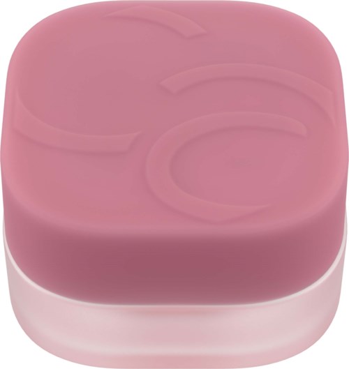 Een roze en witte zeep met een glad oppervlak en een subtiel draai patroon bovenaan.