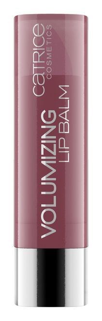 Ein pinker Tuben Catrice Kosmetik Volumizing Lip Balm mit silberner Basis und weißen Text.