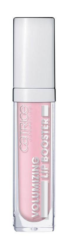 Ein transparenter Behälter mit pinkem Lippenstift, beschriftet 'WONDER LIP BOOSTER' und silberner Kappe.