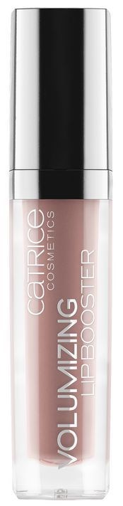 Ein Lippenstift in hellrosa mit silberner Kappe, beschriftet 'Catrice Cosmetics' und 'Volumizing Lip Booster.'
