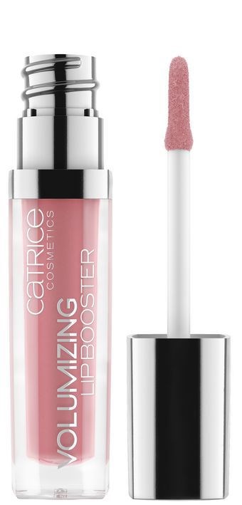 Ein Lipglossbehälter mit rosa Flüssigkeit und passendem rosa Applikator.