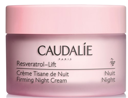 Pink burk av Caudalie nattkräm, märkt som Resveratrol-Lift Uppljusande Nattkräm.
