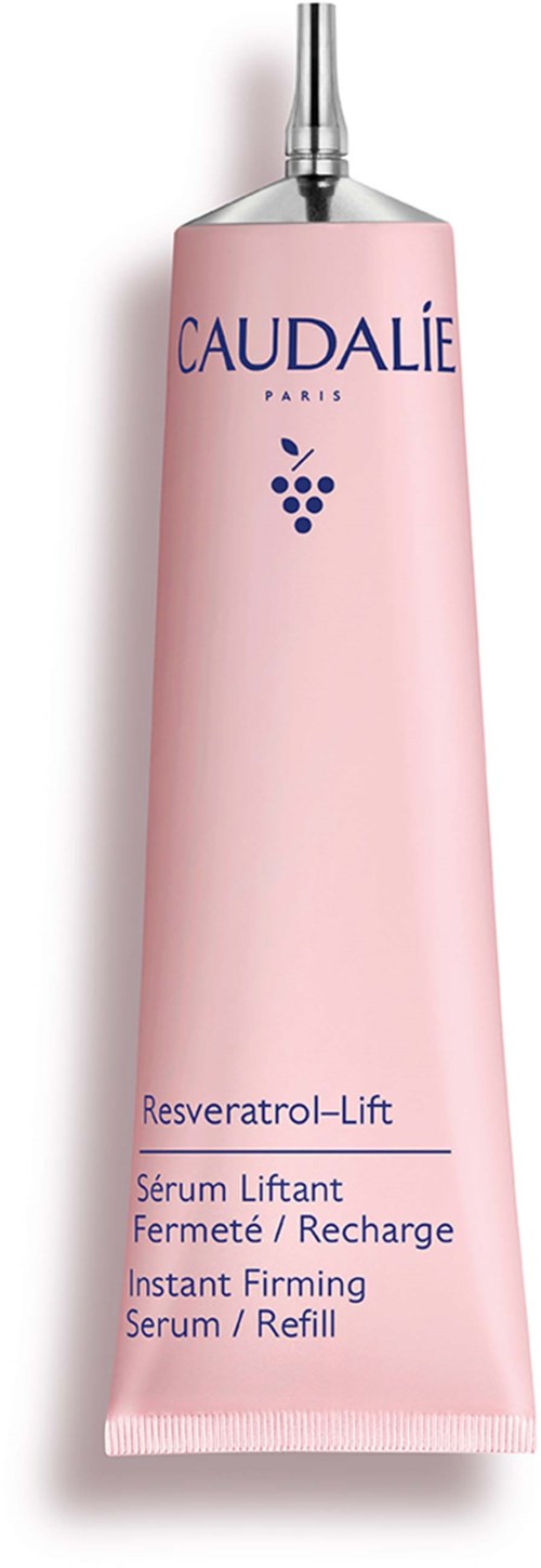 Rosa tub med Caudalie Resveratrol-Lift serum med blå text och logga på vit bakgrund.