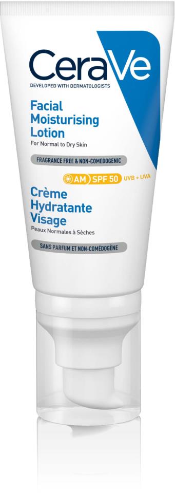 Crème Hydratante Visage SPF50 - Peaux Normales à Sèches, 52ml