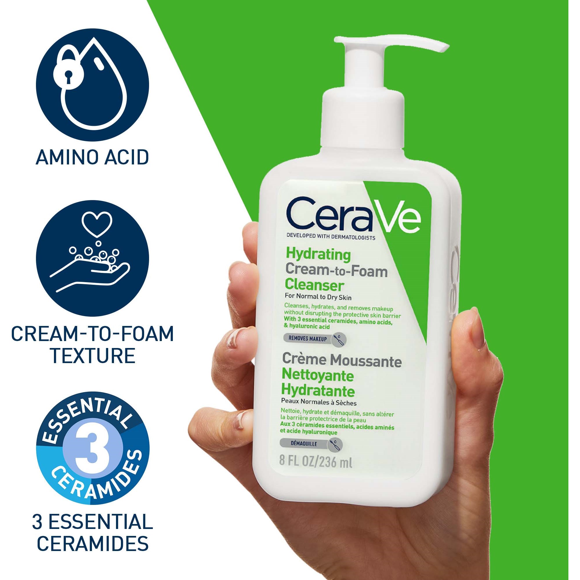 CeraVe Hydrating Cream-To-Foam Cleanser 236 ml (obrázok 4)