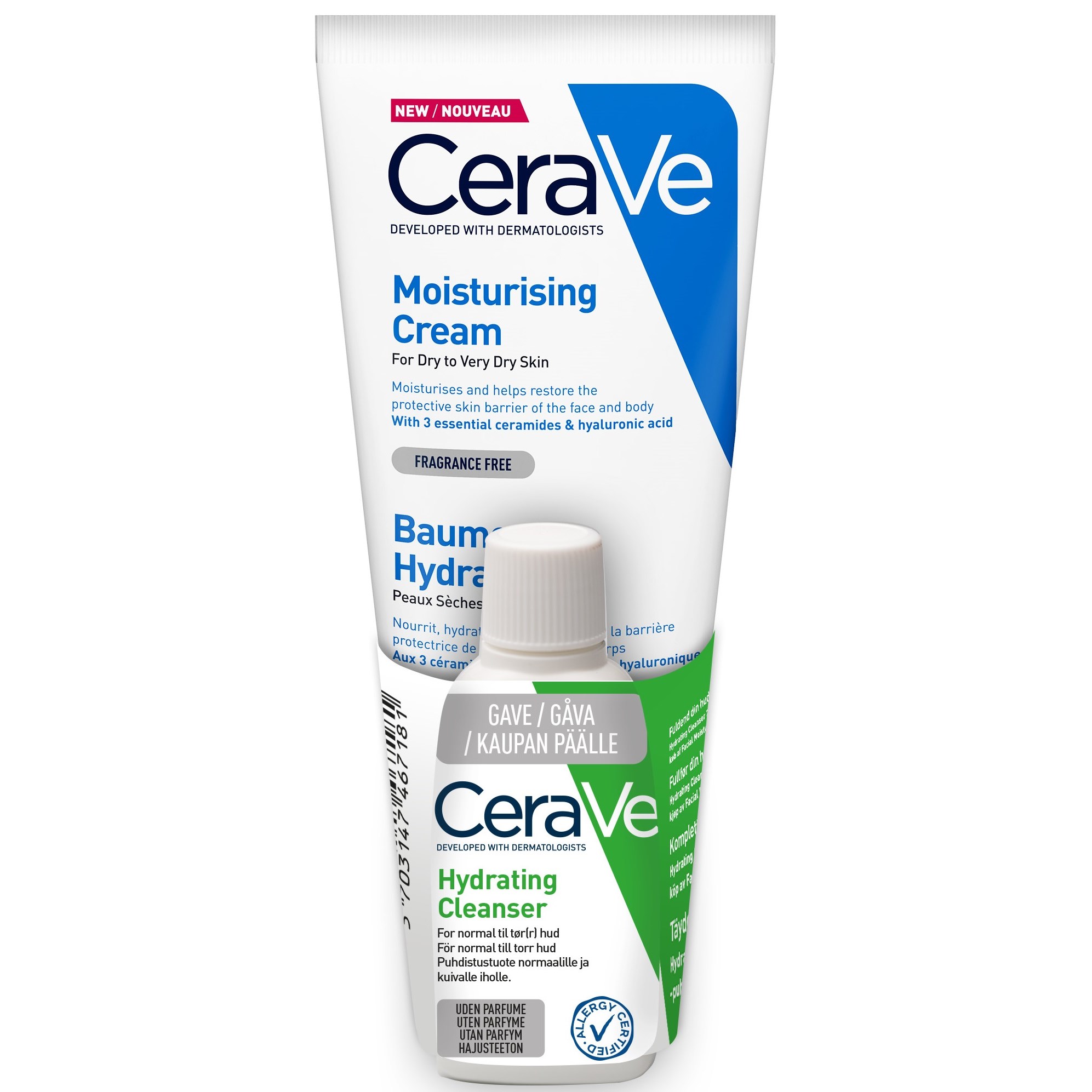 Läs mer om CeraVe Moisturising Cream + Hydrating Cleanser Bundle