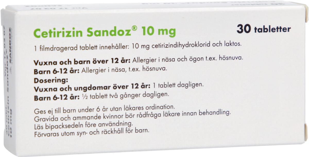 Cetirizin Sandoz 10mg 30 st | lyko.com