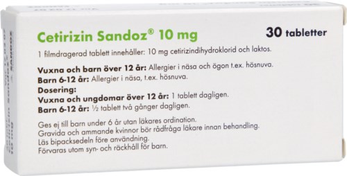 Cetirizin Sandoz 10mg 30 st