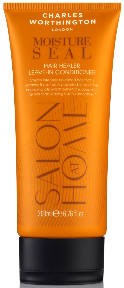 Orange tub av Charles Worthington Moisture Seal hårbalsam med svart lock, 200 ml.