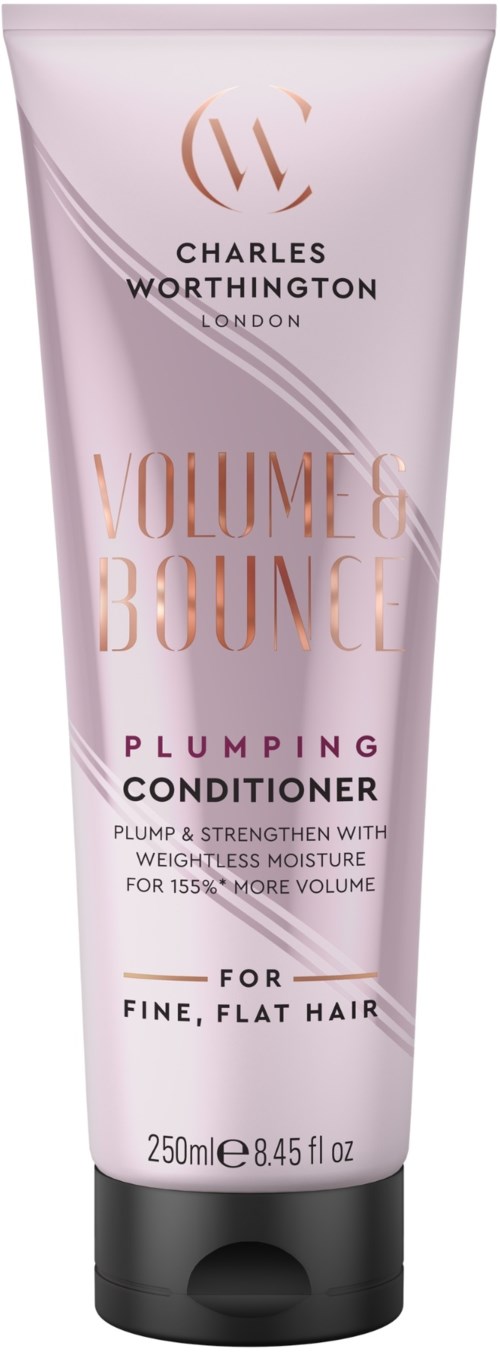En tub med Charles Worthington London-balsam, märkt för volymökning, för fint, platt hår, 250 ml.