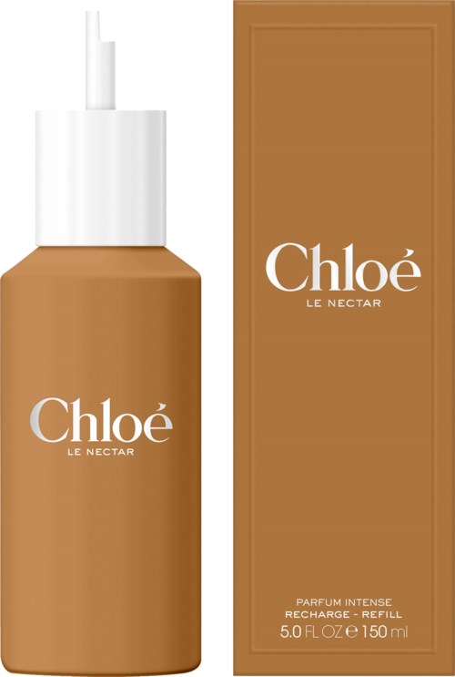 Chloé Le Nectar Parfümflasche mit weißem Zerstäuber neben braunem Verpackungskarton.