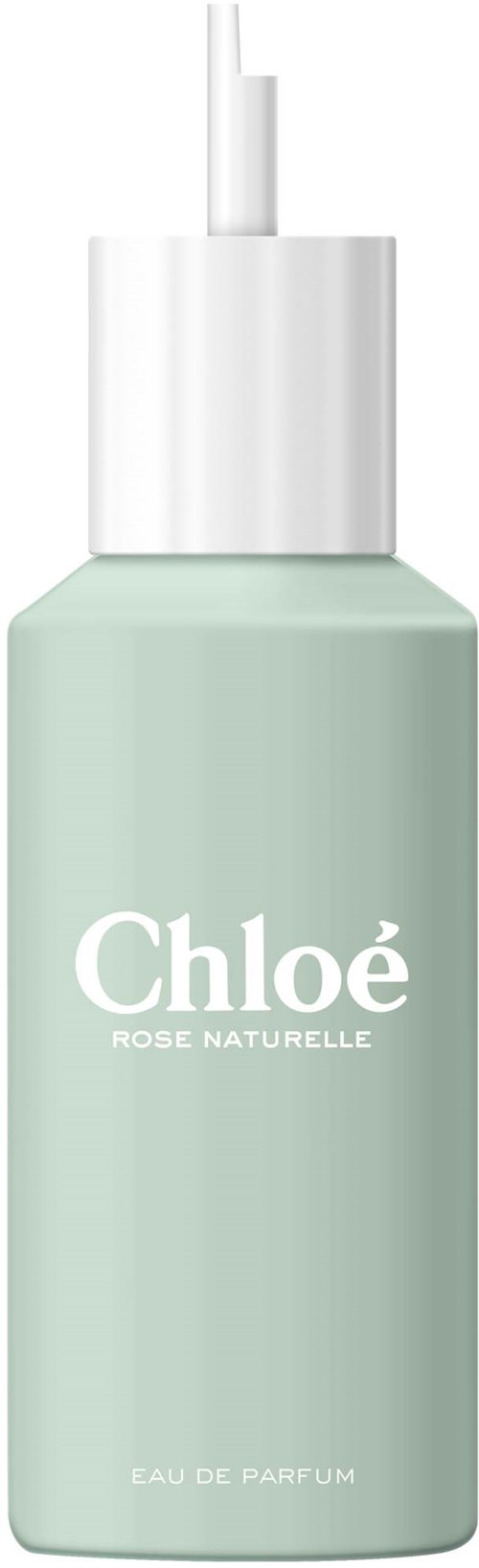 Vaaleanvihreä hajuvesipullo, jossa valkoinen suihkupää ja teksti 'Chloé'.